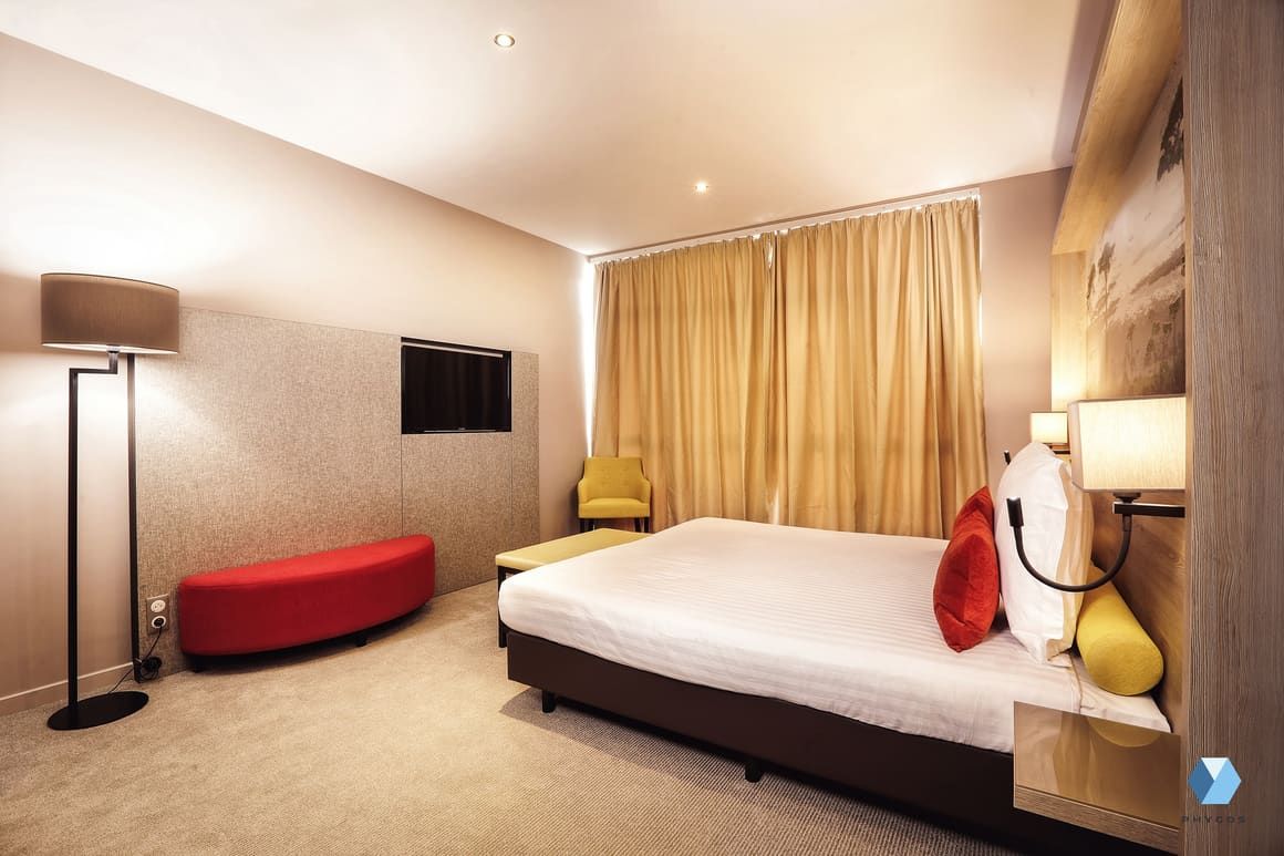 Hotel room photographed for marketing